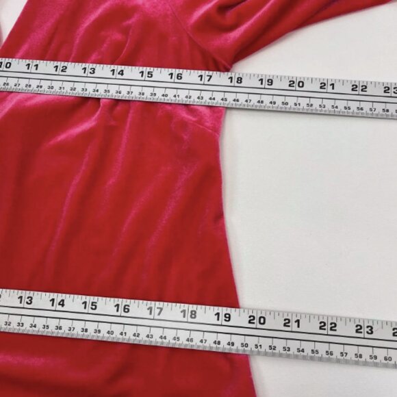 Free People Hot Pink MISHA Mini Dress Velvet Long Sleeve V-Neck - Picture 10 of 14